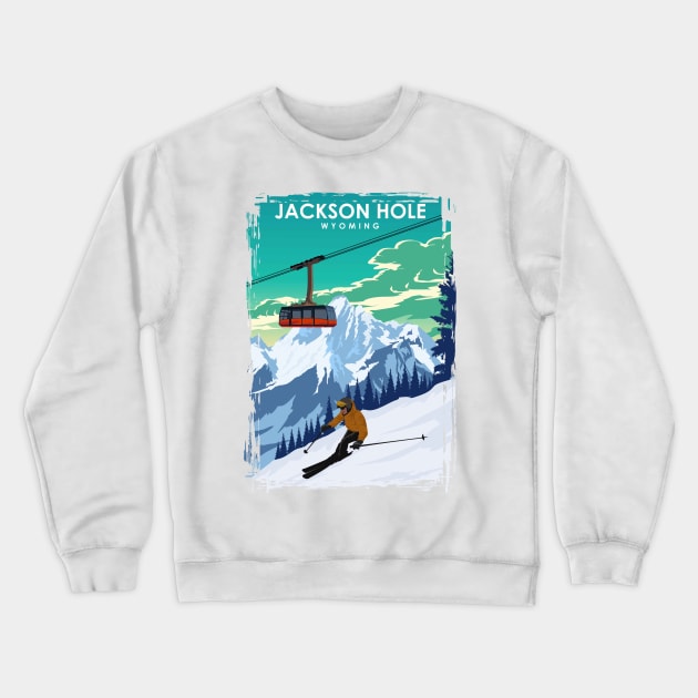 Jackson Hole Wyoming Travel Poster Crewneck Sweatshirt by jornvanhezik